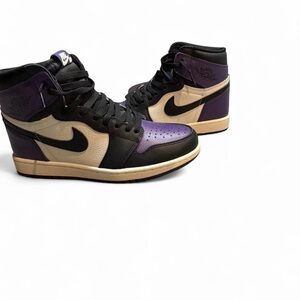 Jordan 1 Black and Purple High-Top Sneakers